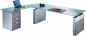 Exclusive Glas Schreibtisch mit Seitentisch 270 x 180 cm
