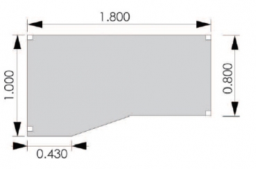 Kompakttisch 180x100x80 - Schreibtisch
